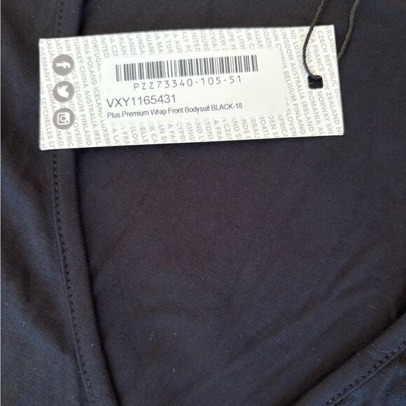 Boohoo Long Sleeve Wrap Front Bodysuit Womens Size 14 Black New With Tags - Picture 6 of 10